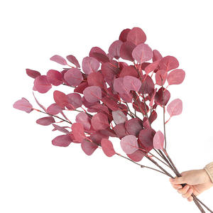 Bouquet de feuilles d'eucalyptus artificielles en soie, haute simulation, pour décoration intérieure et mariage, couleurs : violet, rose, bleu, vert, jaune, blanc - Product Image 2
