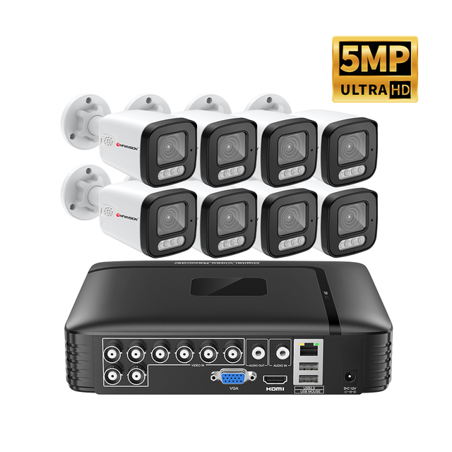 OEM 5MP AHD Analog Cctv Camera System Surveillance Camera and Ip CCTV Security Camera System 8CH Nvr Kit with Color Night Vision