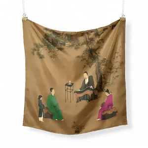2022 Spring Square Scarf for Women Design Chinese Style Print Silk Feeling Hair Band Female Neckerchief Lady Fashion Bandana