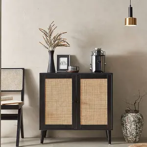 Jinsong, винтажная мебель для спальни, оптовая продажа, дубовый деревянный небольшой шкаф из ротанга с ящиком для хранения