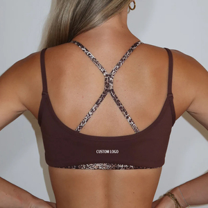 Reggiseno Sportivo OEM Personalizzato, Traspirante, ad Asciugatura Rapida, Elasticizzato in Quattro Direzioni, con Spalline Incrociate, Supporto Medio, Design Bicolore a Doppio Strato - Product Image 2