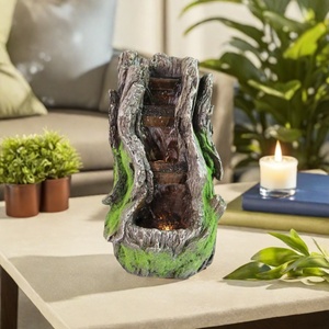 Fontanella d'acqua a LED <span class=keywords><strong>da</strong></span> esterno con decorazioni eleganti <span class=keywords><strong>da</strong></span> <span class=keywords><strong>giardino</strong></span> con pietre impilate <span class=keywords><strong>in</strong></span> resina poliresina fontanella - Product Image 5