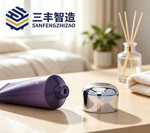 Tubo Cosmético de PE Morado Degradado Mate Personalizado con Tapa de Rosca Plateada, Envase de Tubo Suave para Cuidado de la Piel - Product Image 2