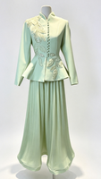Robe de soirée rose sur mesure 2026, coupe trapèze, élégante, brodée, avec volants plissés boutonnés sur le devant, ensemble deux pièces
