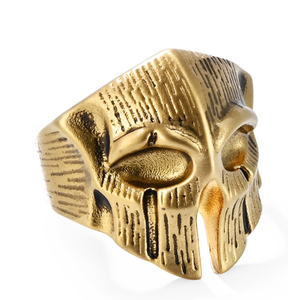 <span class=keywords><strong>Anillo</strong></span> de acero inoxidable para hombre hecho en fábrica de Yiwu, chapado en oro de 18 quilates, Calavera Spartan Warrior, moda Vintage, diseño de Hip Hop negro para hombres - Product Image 5
