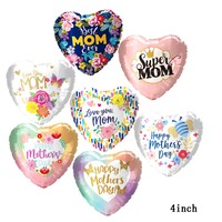 Ballons en aluminium en forme de mini cœur de 4 pouces pour la fête des Mères, décoration pour la fête des Mères