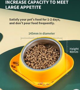 Sem derrapagem prova de derramamento Base de borracha <span class=keywords><strong>Bella</strong></span> <span class=keywords><strong>Dog</strong></span> Bowl Eco Friendly Aço inoxidável Raised Cat Bowl para alimentação, ao ar livre, interior - Product Image 3