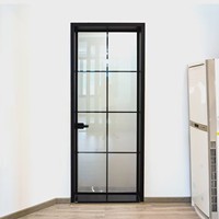 Portes françaises en aluminium à double battant, vitrées, résistantes au feu, étanches, finition intérieure moderne, taille personnalisée, ouverture latérale