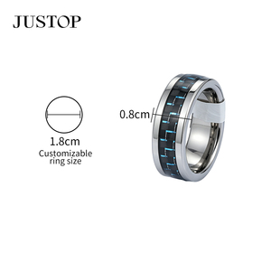 Anillo de boda de tungsteno con incrustaciones de concha de abulón, patrón geométrico, moderno, unisex, engaste de canal, piedra natural - Product Image 6