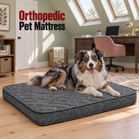 Matelas orthopédique pour chien avec option de hauteur de 8 cm, housse amovible et lavable, finition matelassée grise et options de surpiqûres OEM