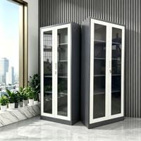 Armoire de classement commerciale moderne en acier avec porte vitrée battante, pliable et convertible, pour rangement de bureau à domicile réglable