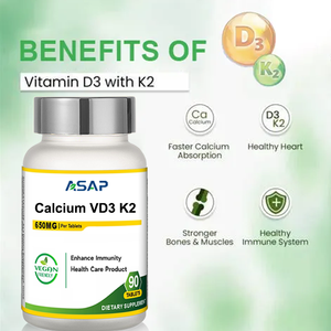 OEM calcio vitamina D3 K2 tabletas suplemento de calcio VD3 K2 tabletas para la salud del corazón y los huesos - Product Image 2