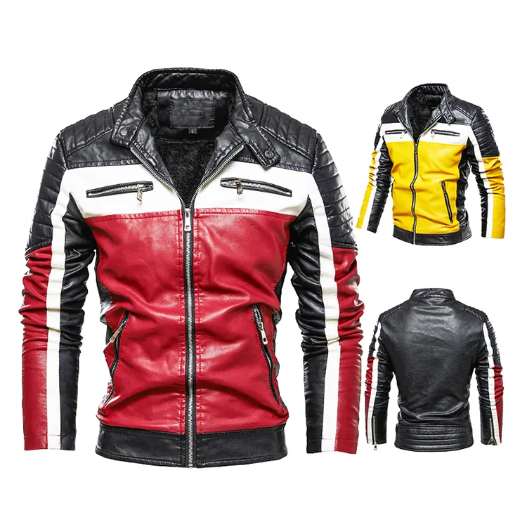 Custom plush leather men's jacket youth motorcycle color with large leather big/tall jacket