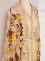 Vente en gros Habdwork Moyen-Orient Arabe Musulman Dubaï Abaya Style Kaftan Broderie Dubaï Arabe Maroc Caftan