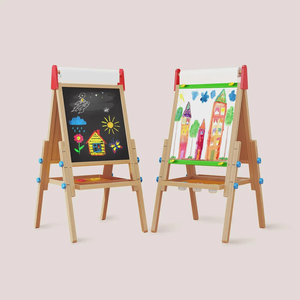 Caballete de Arte para Niños, Juguetes de Aprendizaje, Juego de Pizarra de Dibujo para Niños, Pizarra de Madera Ajustable, Pizarra Magnética, Soporte para Papel de Pintura - Product Image 3
