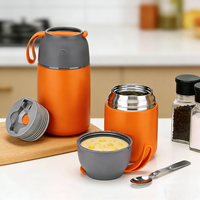 Termo para Alimentos Personalizado de Grado Alimenticio, Recipiente para Alimentos de Acero Inoxidable, Frasco para Alimentos con Aislamiento al Vacío con Cuchara