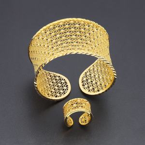 JXX <b>Direct</b> Supply 24K Gold Plated Wedding Jewelry Set Trendy Brass Bangles Rings <b>Beads</b> for Female Popular Fashion Design Party - Product Image 3