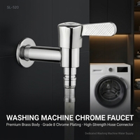 Robinet de machine à laver en laiton de qualité supérieure SL-520, filetage G3/4" chromé avec poignée antidérapante et connecteur haute résistance