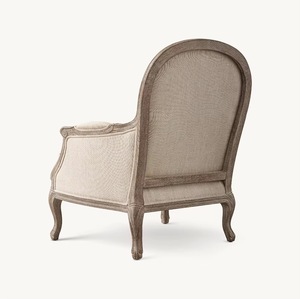 Divano <span class=keywords><strong>e</strong></span> Sedia in Stile Nord Europeo <span class=keywords><strong>e</strong></span> Americano, in Legno di Quercia con Seduta in Tessuto di Lino, Arredamento Vintage per Soggiorno - Product Image 4