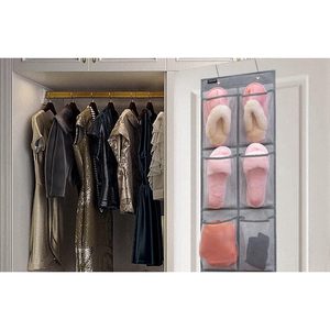 Organisateur de chaussures suspendu pour placard, 12 poches en maille, rangement pour chaussures à suspendre sur la porte, gris - Product Image 2