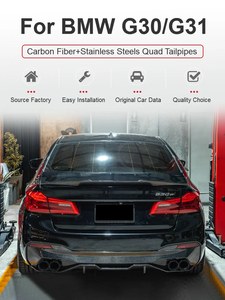 Tubo de Escape SYPES para bmw G30 G38 525i 528i 530i, Punta de Escape Mejorada de Acero Inoxidable y Fibra de Carbono, Estilo <span class=keywords><strong>M</strong></span> Performance, Punta de Silenciador Cuádruple - Product Image 2