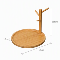 Support à 3 crochets en bambou pour tasses, porte-tasses en bois naturel, organisateur de rangement de cuisine, outils écologiques, logo personnalisé OEM
