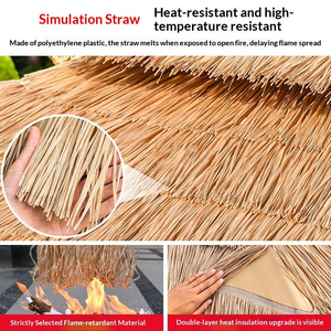 Ombrellone da Esterno Girevole con Pannelli Solari Stile Paglia, in Alluminio e Poliestere, Impermeabile, Riparo <span class=keywords><strong>Solare</strong></span>, Gazebo Imitazione Paglia - Direttamente dalla Fabbrica - Product Image 2