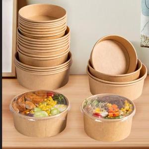 Envasado de comida rápida de papel corrugado para ensaladas, sopa, aperitivos y hamburguesas, apto para microondas y a prueba de aceite con tapa de PET en relieve - Product Image 6