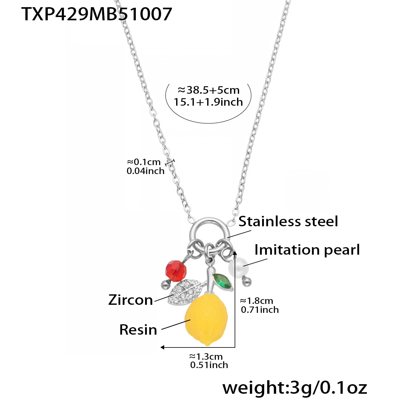 Collana pendente Txp429-steel colore fatto da te 38 5cm