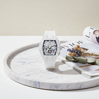 Reloj de Cuarzo Luminoso para Hombre, Estilo Deportivo, Tendencia Urbana, Hip Hop, con Carcasa Transparente, Correa de Cuero y Goma, Esfera de Cristal y Manecillas Indicadoras