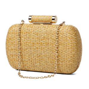 Commercio all'ingrosso di 2024 moda di lusso delizia sera pochette intrecciata borse di alta qualità a tracolla in metallo borse di paglia per le donne - Product Image 1