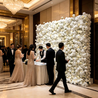 Panneau mural de fleurs artificielles blanches réalistes en 3D, réutilisable, pour la décoration de mariage, la Saint-Valentin et Thanksgiving