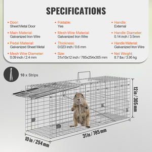 Canlı Hayvan Kafes Tuzağı Galvanizli Demir Gümüş Renk Sokak Kedileri Sincaplar Rakunlar Kara Sıçanlar Opossumlar Ağır Hizmet Tipi Katlanabilir Plastik Tepsi - Product Image 6