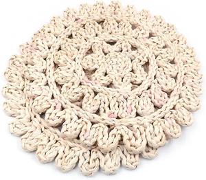Table Heat Insulated Pad Flower Shape Rattan Table <b>mat</b> Natural Corn Husk Woven Place <b>mat</b> Handmade Kitchen Dining Table - Product Image 1