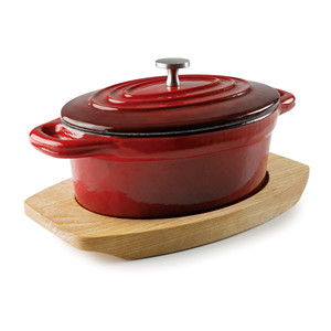 Mini casseruola ovale Magma Red con coperchio da 1,5 litri per cuocere e servire - Product Image 1