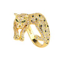 Bague Léopard Classique de Luxe en Cuivre et Zircon, Tendance, Ajustable, pour Femme, Vente en Gros Directe Usine