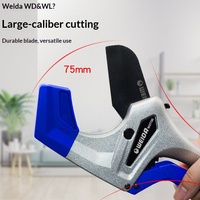WEIDA Cortador de Tubos de PVC con Trinquete Autoblocante de Aleación de Aluminio de 75 mm, Herramientas Manuales de Plomería, Juego de Escariadores de Tubos, Roscador Manual, 3 Años de Garantía