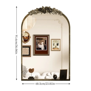 Hot Selling Home Decor Antiqued Grand Large Floor Vintage Baroque Brass Fireplace <strong>Mirror</strong> Decor <strong>Victorian</strong> Wall Luxury Arch <strong>Mirror</strong> - Product Image 5