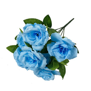 Bouquet de 7 roses artificielles en soie de 31 cm pour décoration de mariage et décoration intérieure - Product Image 3