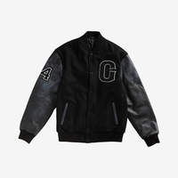 Veste bomber universitaire en chenille brodée personnalisée pour homme, style vintage streetwear, manches en cuir vierges, veste universitaire