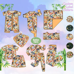 Classic Film ODM Prints Baby <strong>Clothes</strong> Christmas Bamboo Pajamas Long Sleeve Bubble Romper Blanket Bell Bottom Romper - Product Image 1