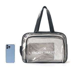 Bolsa de playa portátil con compartimento para zapatos, bolsa deportiva con separación de ropa seca y húmeda, bolsa de maquillaje transparente, bolsa de almacenamiento portátil - Product Image 3