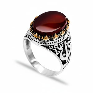 Red Agate Oval Shape Gemstone Authentic <b>Men</b> <b>Ring</b> Turkish Wholesale Handmade 925 Sterling <b>Silver</b> - Product Image 2
