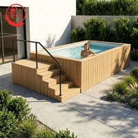 Piscine hors sol en WPC et fibre de verre (FRP) Longxuan, personnalisable, durable, antidérapante, facile à installer, directement de l'usine, OEM