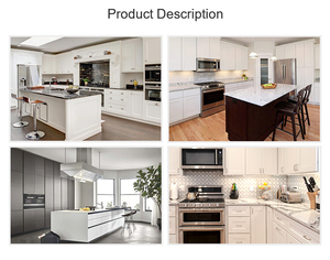 Ensemble complet sur mesure de meubles de <span class=keywords><strong>cuisine</strong></span> <span class=keywords><strong>en</strong></span> L bicolores crème clair avec éclairage LED sous-armoire et meuble à verres à vin autoportant - Product Image 6
