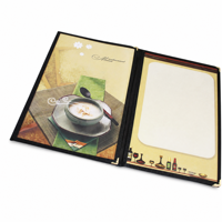 Porte-menu élégant Yimi en cuir PU noir A4 (3 pages, 23,5x30cm) – Fournitures pour restaurants et bars