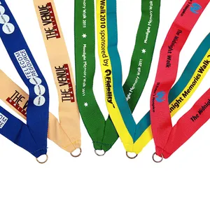 Manufacturers China Custom Design Your Own Heat Transfer Neck Strap Dye Sublimation Printed Medal Ribbon Lanyard