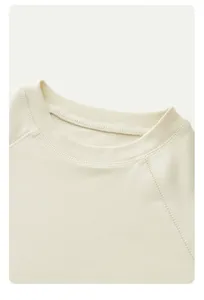 Crop top à manches raglan pour femme, coupe ajustée, tricoté, basique, uni - Product Image 5