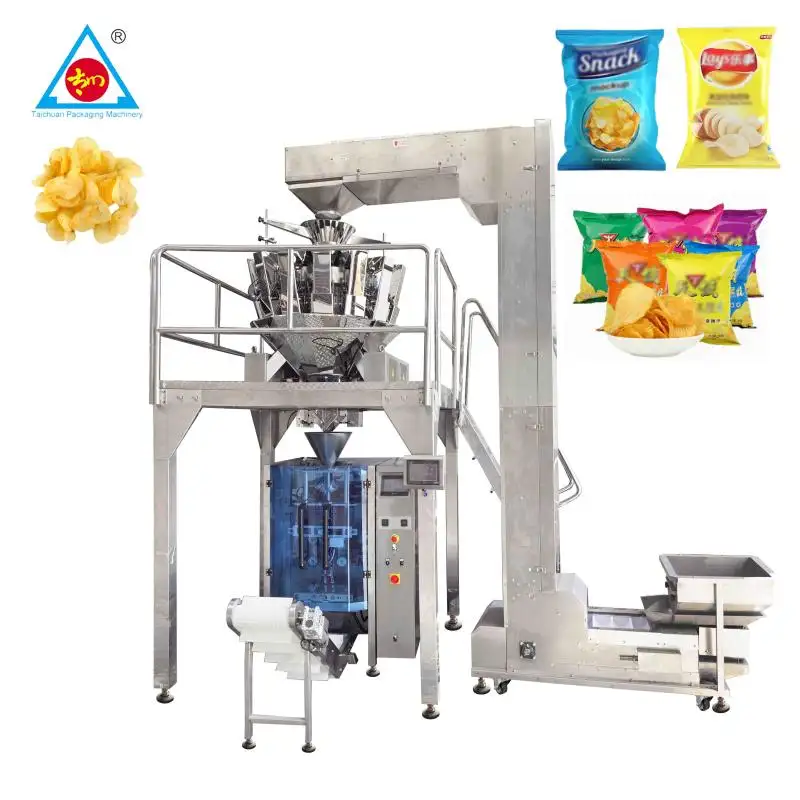 Mesin kemasan otomatis 500g 1000g untuk bisnis kecil kentang goreng makanan ringan keripik kentang goreng makanan mesin kemasan