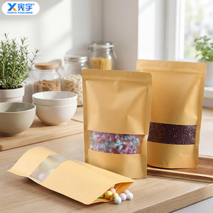 Sachet Doypack Personnalisé en Papier Kraft Brun avec Fenêtre, Refermable à Fermeture Ziplock et Thermoscellable, pour Stockage Alimentaire (Sucre, Flocons d'Avoine, Noix) - Product Image 6
